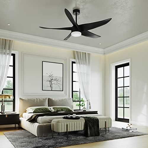 60-inčni stropni ventilatori s integriranim LED svjetlom, daljinskim upravljačem i DC moterom, crni