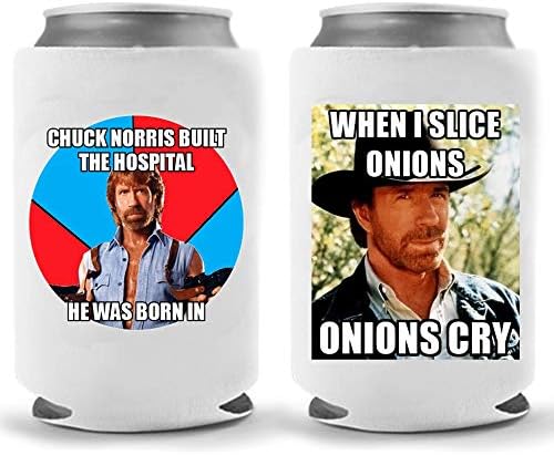 Chuck Norris Beer Hlady | Set dva šetač Texas Ranger Jokes | Funny Gag Party Poklon pivo | Držač sode pića | Craft pivski pokloni | Kvalitetni neopren izolirani mogu hladniji