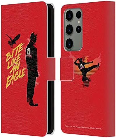 Dizajn kućišta za glavu zvanično licencirani Cobra Kai Strike Hard Logo Key art Leather Book Wallet Case Cover kompatibilan sa Samsung Galaxy S23 Ultra 5G