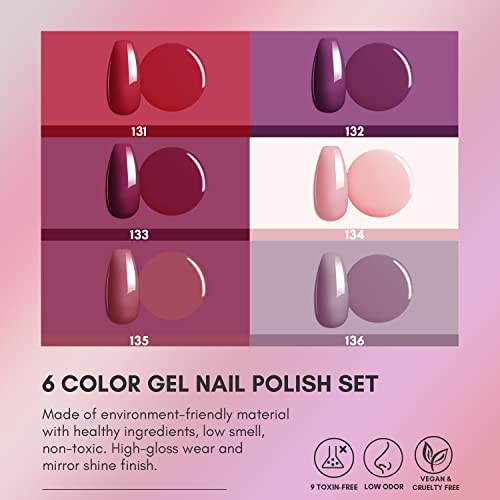 Makartt gel komplet lakova za nokte, 6 boja Set Gel lakova za nokte Red Series Bundle Super Strong Nail Glue for Press On Nails with