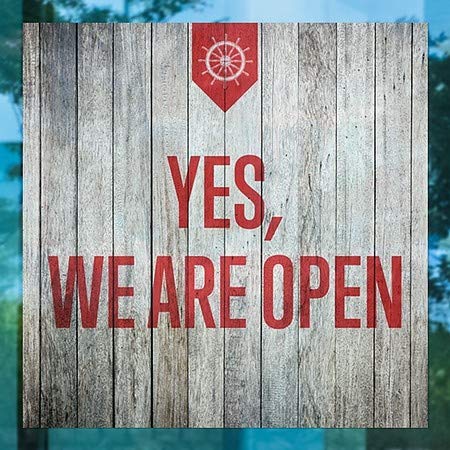 CGsignLab | Da Mi smo otvoreni -Natični drva Prozor Cling | 24 x24