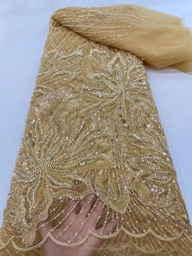 Teške perle šljokice Afrička Francuska čipkasta tkanina til mreža čipka za mladenku Nigerijska vjenčanica čipka za ženu - 5 jardi - 120cm - Afrička tkanina pored dvorišta