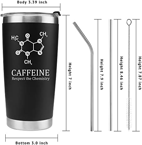 Panvola Caffeine Respect the Chemistry Gifts Science Tumbler za nastavnike vakuumski izolovana čaša od nerđajućeg čelika sa poklopcem