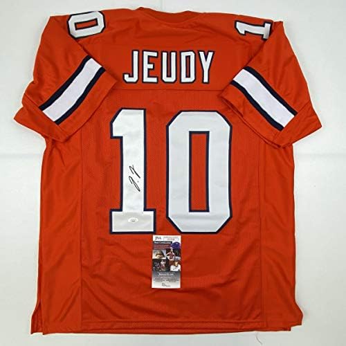 Autographied / potpisan Jerry Jeudy Denver Retro Narančasti fudbalski dres JSA COA