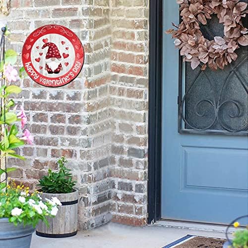 Okrugli metalni valentinovo vijenac potpisuje slatka gnome crvena kosilica za angažman na zid umjetnost rustikalni metalni vijenac za dom za kućni kuhinjski zid vrata 9 inča_326