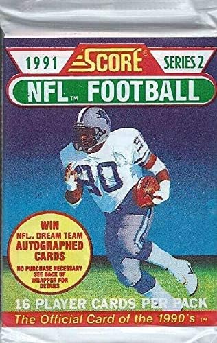 Score NFL 1991 Fudbalski igrač kartice: Serija 2: Trgovinske kartice: 16 kartica po paketu: Službena karta devedesetih