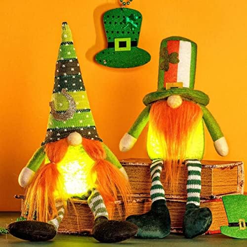 Dramosary St.Patrick's Day Gnome Plish Elf ukrasi, 2pcs osvjetljenje ručno rađeni švedski gnomi plišani vijčani španjolci Scandinavian