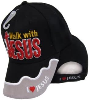 Šetnja sa Isusom volim Isusa crno siva hrišćanska vezena kapa CAP823 šešir