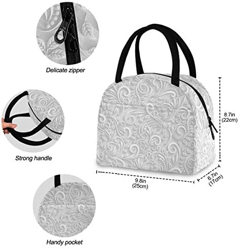 YYZZH Bijela cvjetna grana 3d uzorak ukrasnog printa izolirana patentna torba za ručak sa zatvaračem Cooler Meal Prep torba kutija