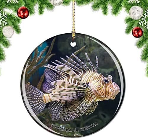 Weekino Arizona Scottsdale Aquarium Lion Fish USA Božić Božić ukras stabla ukras viseći privjesak Decor City Travel suvenir kolekcija dvostrani porculan 2,85 inča