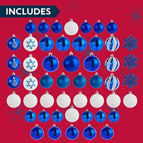 Joiedomi 50ct izabrane Božić Ball ukrasi - tamno plava & bijeli , Shatterproof Božić ukrasi za praznike, božićno drvo ukras, Božić