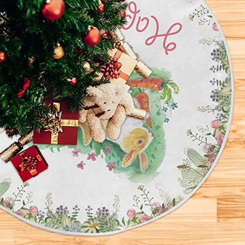 Oarencol Uskršnji zečji jaja božićna suknja od drveća 36 inča Spring Animal Bunny Cvijet Xmas Holiday party Tree Mat ukrasi