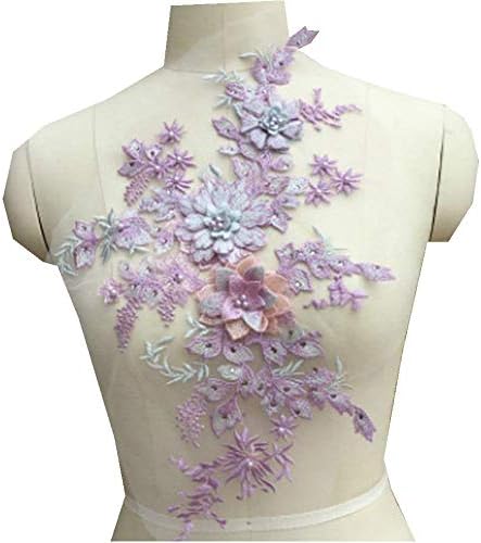 Šarene 3D cvjetne vez zakrpe za vez mladenke Šivaća tkanina Aplikacija perlica Pearl Tulle DIY vjenčanica