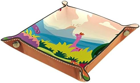 Kožna posuda za prodaju, kockica preklopna držač za kvadrat, obrub Organizator ploča za promjenu ključa za novčiće, crtani životinjski dinosaur palmi