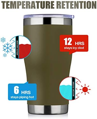 Meway 20oz nehrđajući čelik 8 pakovanje, vakuum izolirana šalica za kavu sa poklopcem, dvostruki zidni praškasti putni poklon, termički čaše čine pića hladno i vruće