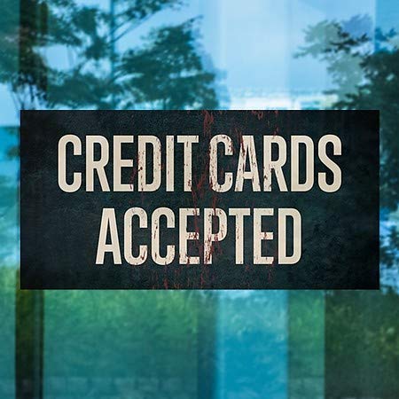 CGsignLab | Kreditne kartice prihvaćene - prozor za starturnu hrđu Cling Cling | 24 x12