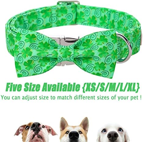 2023 Novi ovratnik za pse St.Patrick sa lukom kravate za kućne ljubimke, zelena djetelina muški ovratnik za pse sa sigurnosnim metalnim