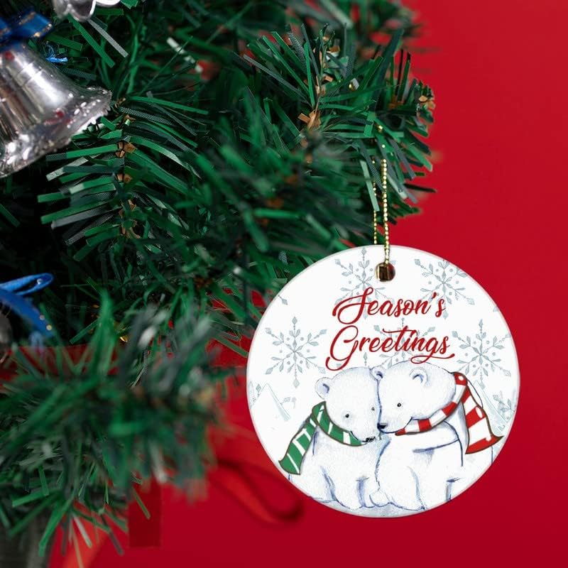Božić tree Ornament, sezona s pozdrav keramička viseća oprema Božićna uspomena, 2.9 in poklon za kućne dekoracije jelke
