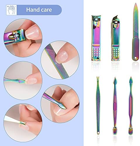 Kanuz 7-15 komada Manikura Set za nokte Karikorači pedikura od nehrđajućeg čelika Rainbow rezač za nokte makaze za nokte za nokte Professional Set