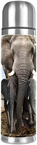 Afrički slonovi Famliy mama djeca vakuum izolirana boca od nehrđajućeg čelika, dvostruki zidni putnik Thermos Conter za kafu 17 oz