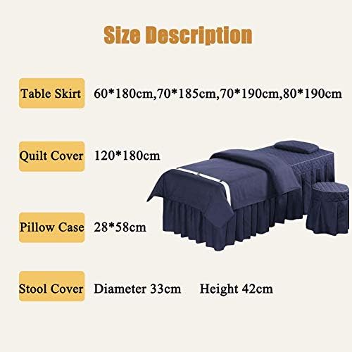 ZHUAN Premium Setovi posteljine za masažu Beauty Bed Cover 4 komada prozračni masažni Kreveti suknja jastučnica Spa prekrivač sa rupom za naslon za lice-a 80x190cm