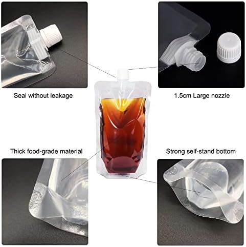Kese za piće, 8oz Flasks torba za piće sa rotirajućom mlaznicom koje se mogu sakriti i višekratne prozirne plastične kese za sok za