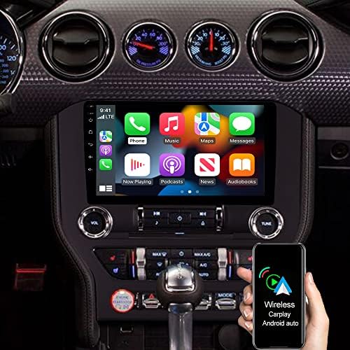 Asure 9in Auto Stereo Radio za Ford Mustang 2015-2020 automatski klima uređaj, 4core 2+32GB Android Auto Radio u instrument tabli navigaciona GPS jedinica sa bežičnim Carplay Android Auto,1280x720 multimedijalni plejer sa ekranom osetljivim na dodir