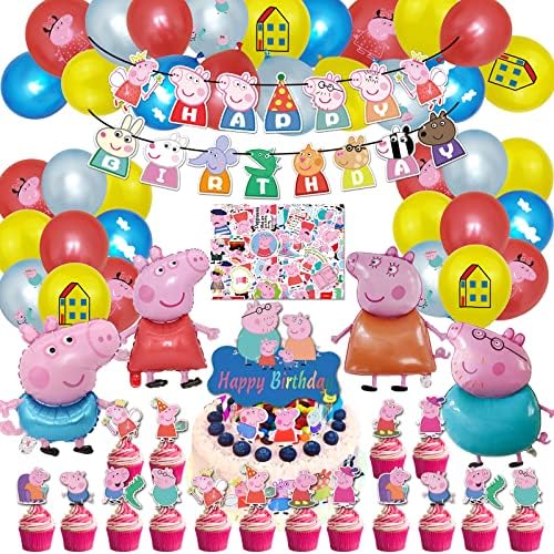 116kom Piggy Hretan Rođendan Set, rođendan ukras baloni Party Dekoracije rođendan Banners, folija baloni, naljepnice, lateks baloni
