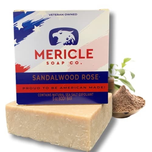 Mericle Soap Co. Sandalovina Rose Organic 5oz Body Bar | tradicionalna tehnologija hladnog procesa | organski & amp; prirodni