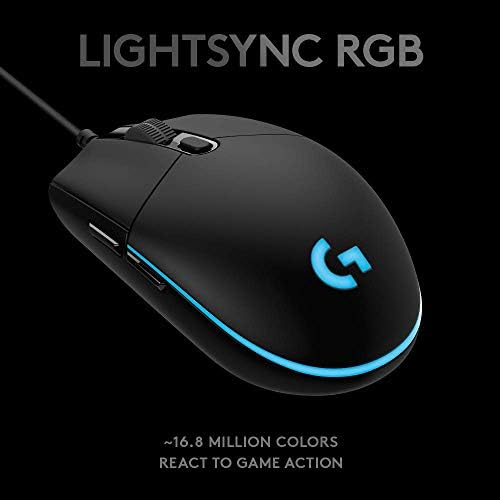 Logitech G PRO Hero žičani miš za igre, 12000 DPI, RGB munja, Ultra lagana, 6 programabilnih dugmadi, memorija na ploči, kompatibilna sa PC / Mac-Crna