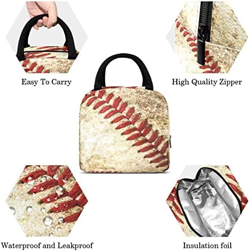 Guerotkr torba za ručak za žene, kutija za ručak za muškarce,ženska kutija za ručak,Retro Bejzbol uzorak
