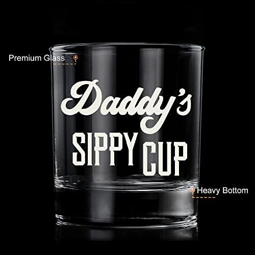 LIGHTEN LIFE Daddy's Sippy Cup Whisky Glass,jedinstveni tata poklon u vrijednoj drvenoj kutiji,Funny Gag poklon za novog tatu,oca,muža