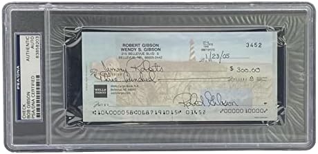 BOB GIBSON St. Louis Cardinals potpisao je čelo ploče za osobnu banku 3452 PSA / DNK - bejzbol ploče sa autogramiranim karticama