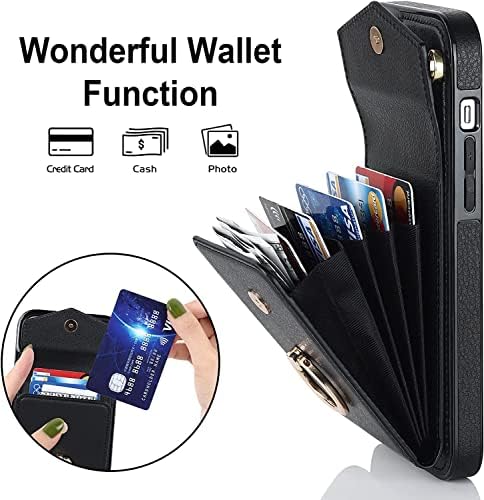 HEPUP torbica za novčanik za iPhone 14/14 Plus / 14 Pro/14 Pro Max, vrhunska kožna preklopna futrola sa slotovima za kartice sa držačem
