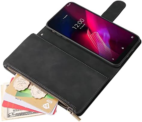 Asuwish kompatibilan sa T-Mobile Revvl 4 futrolom za novčanik i kaljenim staklom zaštitnik ekrana držač preklopne kartice futrole