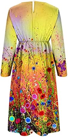 Nokmopo haljine za žene 2022 casual modne cvjetne tiske dugih rukava s V-izrezom Swit haljina Klit koktel haljina