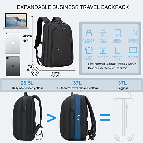 FENRUIEN ruksak za muškarce, proširiv 15,6 inča sa USB portom muški poslovni ruksak za Laptop, Bookbag računarski ruksak vodootporan