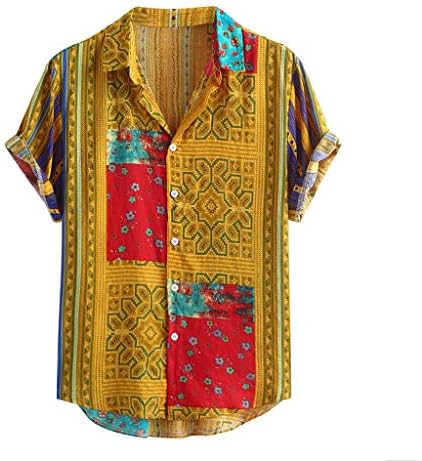 Beuu Mens Dugme Down majica kratkih rukava Muške Havaje Šarene pruge Ljetni labavi majica Bluze vrhovi