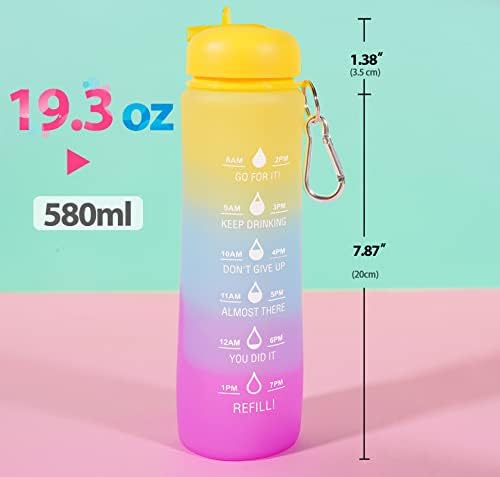 Sklopljiva boca sa vodom s vremenskim markerom 19oz motivacijske boce sa vodom W / Times za piću i nošenje BPA BPA Besplatna sklopiva silikonska valjana boca za žene djevojke teretane fitness sport na otvorenom