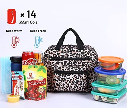 Mier Leopard torba za ručak za žene-izolovana kutija za ručak za odrasle elegantne slatke torbe za ručak s naramenicom Prijenosna modna torba za hlađenje za ručak