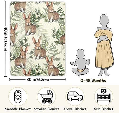 Slatka zec ostavlja pamučnu pokrivače za dojenčad, primanje pokrivača, lagane meke prekrivače za krevetić za krevetić, kolica, rakete,