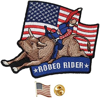 A-jedan -kowboy rodeo bik za jahanje izvezeno toplota zaptivena zasterala + američki grb lapeljske značke za torbu br.168p
