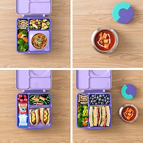Omiebox Bento kutija za djecu + Omiebox Propuštanja otpornice KONTEJNERI za odlazak, preljev sa salatom