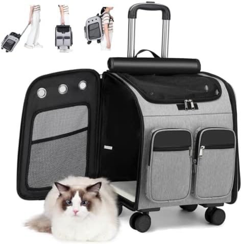 Rolling veliki nosač za mačke za velike mačke sa na točkovima, mali sklopivi ruksak za pse putna torba za kućne ljubimce, za težinu