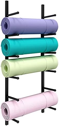 Bdhxwcn Yoga Mat Rack držač pjenastih valjaka za montažu na zid, Organizator opreme za vježbanje sa 9 kukica za ručnike za vješanje trake za jogu