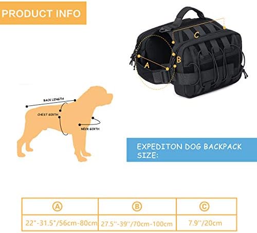 PetmoliCo pas sa sedla, paket pas sa sedlom torbama pakiranje planinarsko putovanje u kampiranje ruksack sa bočnim džepovima i podesivim kaišem za srednje i veliki pas, crni