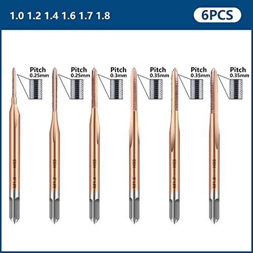 Machine Dodirnite 6542 Thread Tap Dodirni nosač Metrički vijak Dodirni ručni alati M1 M1,1 m1,2 m1,4 m1,6 m1,7 m1,8 m2.0 1pcs