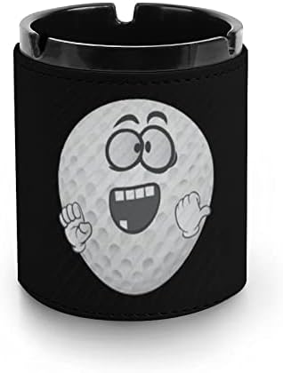 Golf loptica Smiley lica kožna pepeljara okrugla cigareta pepeo za pepeo prijenosni držač pepela za uređenje kućnog ureda