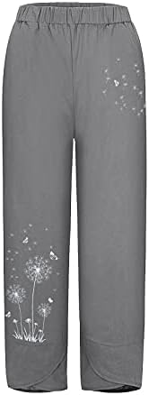 Grge Beuu Capri hlače za žene Palazzo Lounge hlače Široke noge Ispis obrezane vrećaste pantalone Ležerne dukseve sa džepom