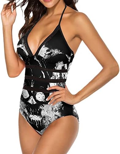 Crno-bijelo zlo Demon lice Žene jednodijelni kupaći kostimi s kupaćem kostimu VAT TUMMIJA TRGOVINSKI TRGOVINSKI DIJELOVI BEACH BIKINI